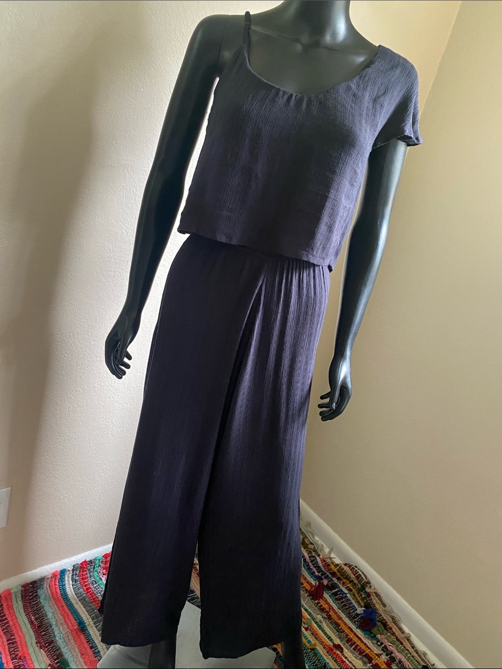 Roxy Black One-Shoulder Wide-Leg Jumpsuit
